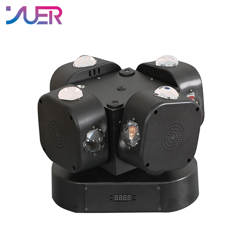 YUER 4 Head 16X10W RGBW +RG Laser Strobe Beam Effect Moving Head Light For DJ Disco Stage Wedding Music Party Bar Club DMX512