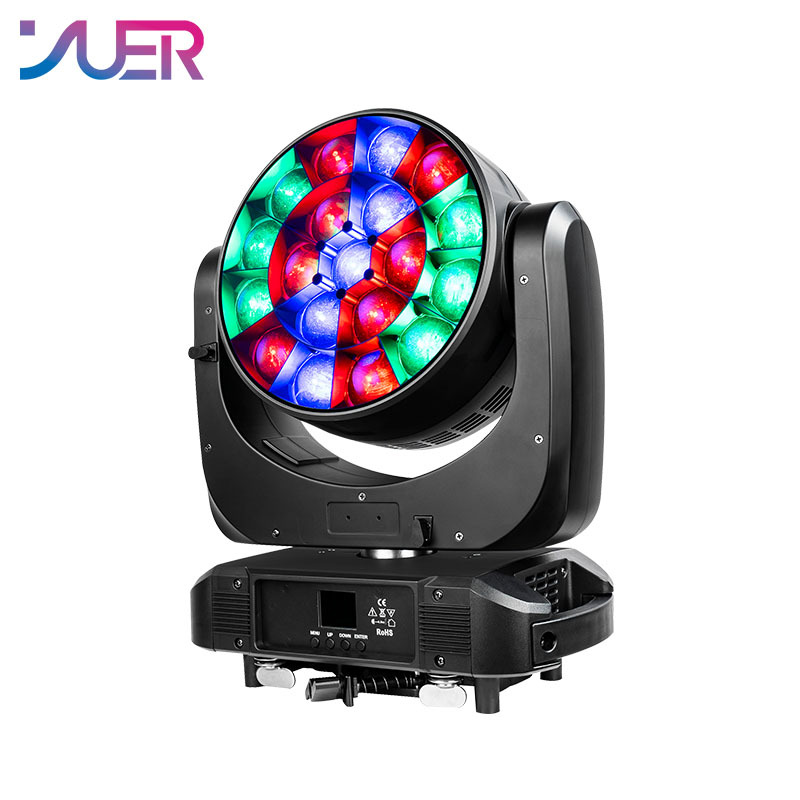 YUER 19X40W Bee Eye Zoom RGBW Moving Head Light DMX512 21/23/35/78/92/97/99CH Beam Pattern Effect DJ Disco Stage Wedding Party Bar