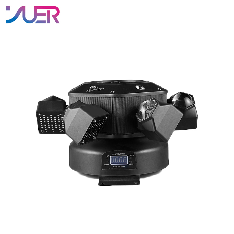 YUER Remote Control 10X10W RGBW 6 Head LED Beam Moving Head Light with RG Laser Effect DMX Stage Lighting for Disco Music Bar Party