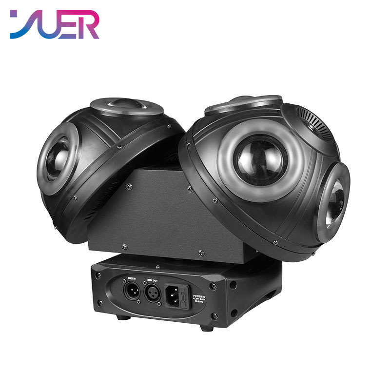 YUER New Double Heads LED 8x10w RGBW + 2x100MW RG Laser + 96PCS RGB Lamp Ring 3in1 Effect Stage Lighting Moving Head For KTV Music Bar