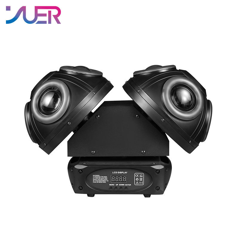 YUER New Double Heads LED 8x10w RGBW + 2x100MW RG Laser + 96PCS RGB Lamp Ring 3in1 Effect Stage Lighting Moving Head For KTV Music Bar