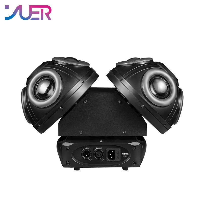YUER New Double Heads LED 8x10w RGBW + 2x100MW RG Laser + 96PCS RGB Lamp Ring 3in1 Effect Stage Lighting Moving Head For KTV Music Bar