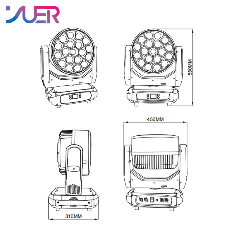 YUER  LED 18X40W RGBW Bee Eye RGB Laser Moving Head Light With SMD DMX512 For Disco Party Club 52/76/148CH DJ Stage Effect Lights