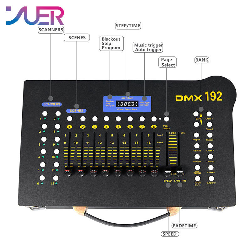 YUER Wireless Dmx 512 Controller 192CH Drawer With Accessories Dj Equipment Dmx 512 Console Stage Lighting For Led Par Moving Head Spotlight