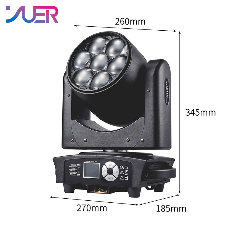 YUER™️ 7x40W RGBW 4IN1 LED Bee Eye Zoom Moving Head Light Dmx 512 23/35/51Ch Stage Lights CTO Dyeing Beam Zoom Effect Lighting