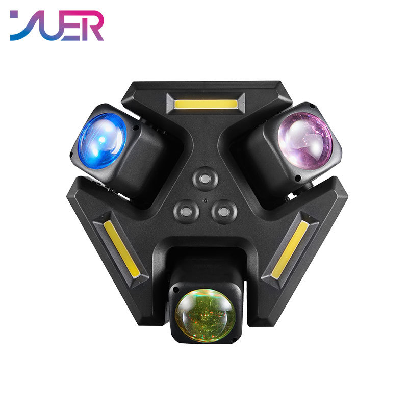 YUER LED 3 Head Beam Strobe Laser Stage Effect Light Disco Rotating Moving Head Light Bar Party Stage Performance DJ Equipment