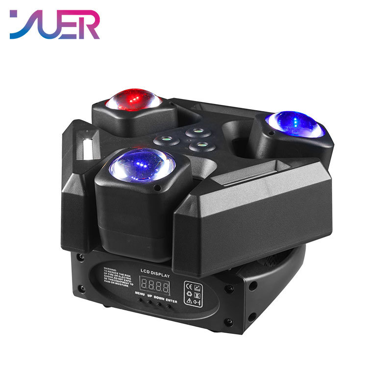 YUER LED 3 Head Beam Strobe Laser Stage Effect Light Disco Rotating Moving Head Light Bar Party Stage Performance DJ Equipment