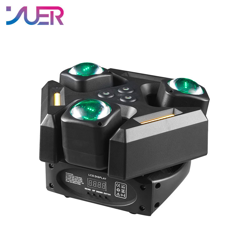 YUER LED 3 Head Beam Strobe Laser Stage Effect Light Disco Rotating Moving Head Light Bar Party Stage Performance DJ Equipment