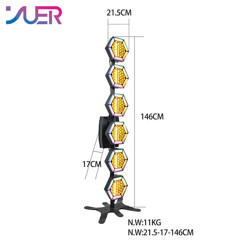 YUER 6X50W COB Warm White + RGB SMD Pixel Linear Retro Flash Light Wall Wash Flash Horse Racing Effect DMX512 DJ Disco Party Stage Effects