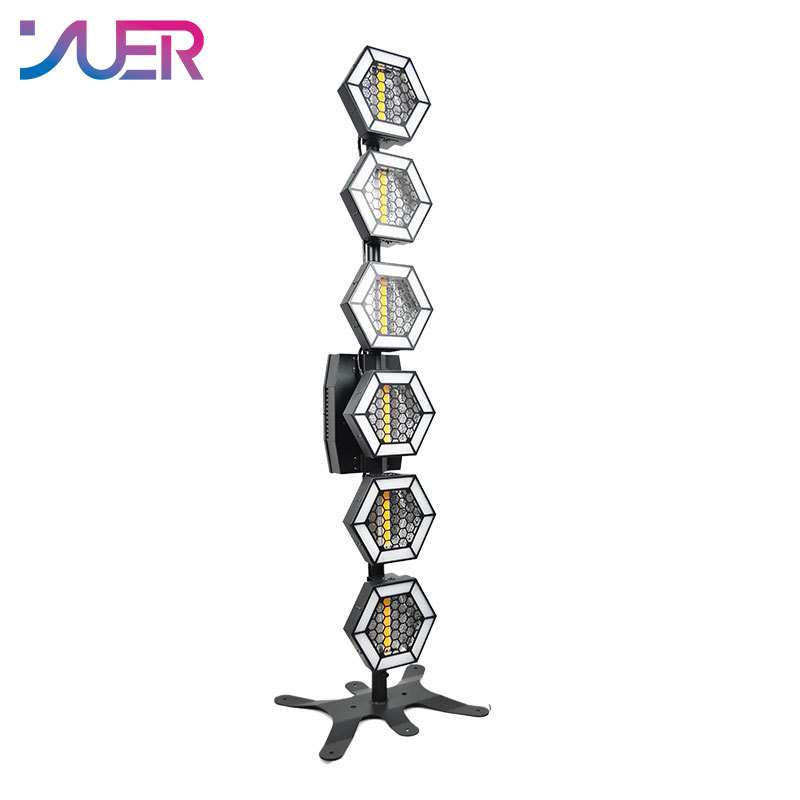 YUER 6X50W COB Warm White + RGB SMD Pixel Linear Retro Flash Light Wall Wash Flash Horse Racing Effect DMX512 DJ Disco Party Stage Effects