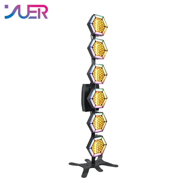 YUER 6X50W COB Warm White + RGB SMD Pixel Linear Retro Flash Light Wall Wash Flash Horse Racing Effect DMX512 DJ Disco Party Stage Effects