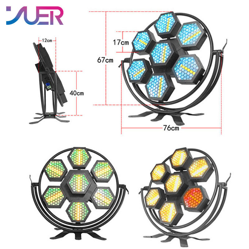 YUER New Stage Light 7pcs*100W LED Pixel Retro Light Background Light dj Nightclub bar Light 7pcs*100W warm white COB LED + 168pcs*0.3W RGB 3IN1 5050 LED