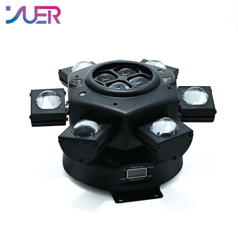 YUER LED 10X10W 6 Head Moving Head Beam Light RG Laser Strobe Light DMX Stage Light RGB Beam Light Rotating Disco Party Bar