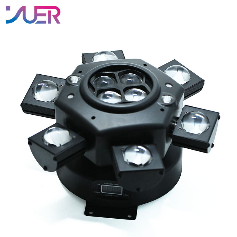 YUER LED 10X10W 6 Head Moving Head Beam Light RG Laser Strobe Light DMX Stage Light RGB Beam Light Rotating Disco Party Bar