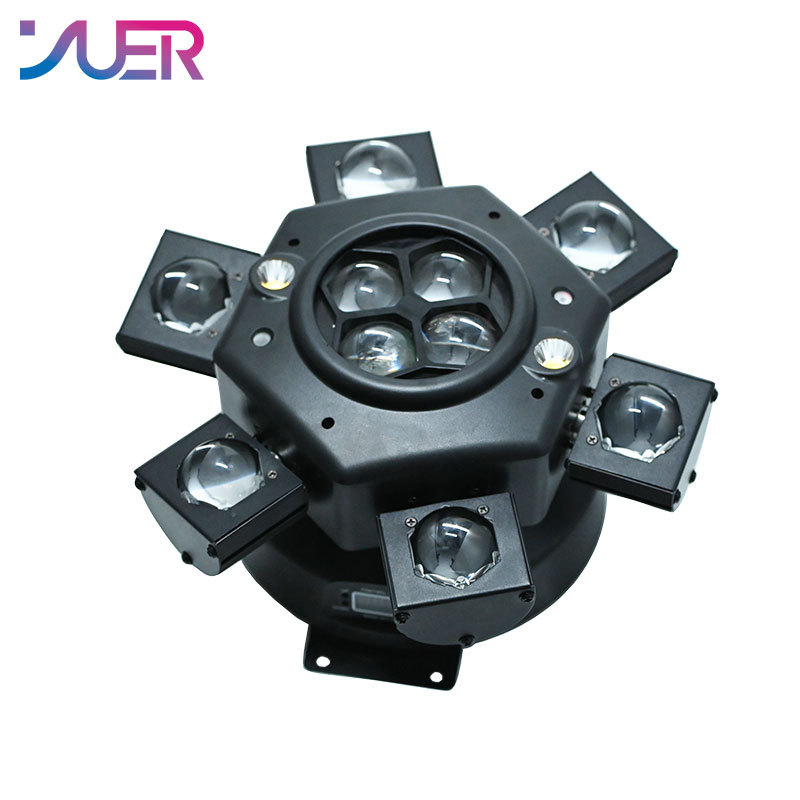YUER LED 10X10W 6 Head Moving Head Beam Light RG Laser Strobe Light DMX Stage Light RGB Beam Light Rotating Disco Party Bar