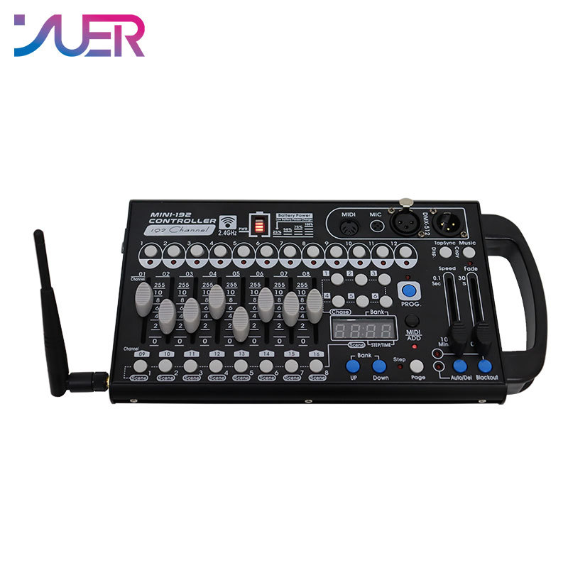 YUER Mini Battery Powerd 192CH DMX512 Controller With Wireless Wifi Fader Command Wing Party Lighting Console Scene Dj Disco