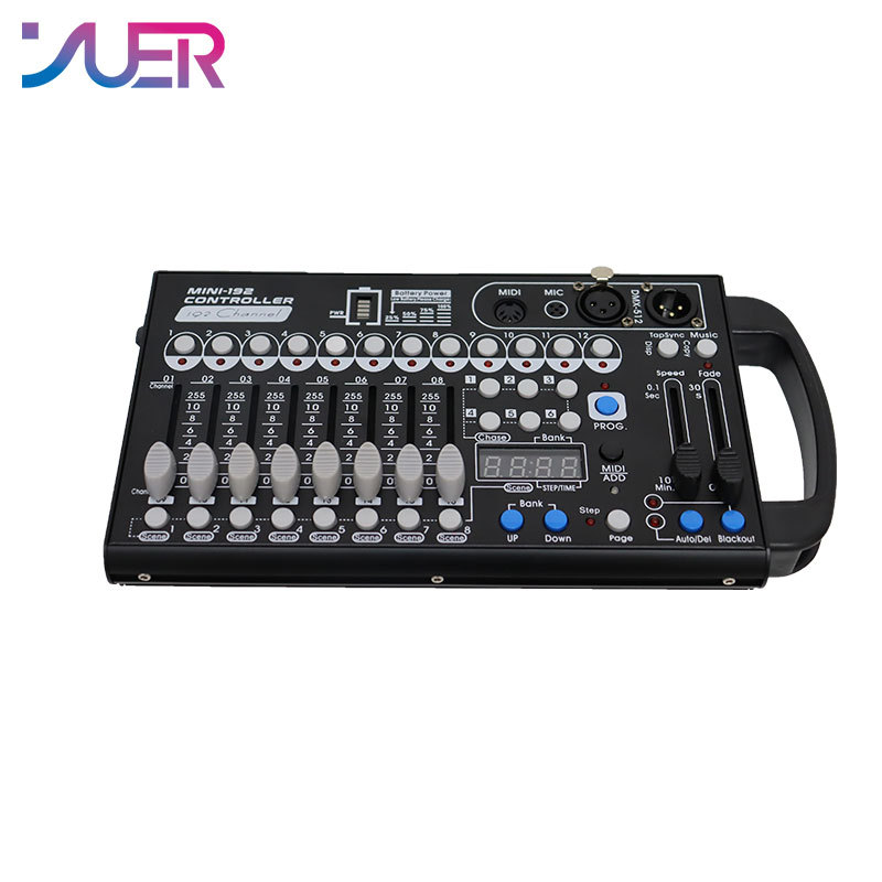 YUER Mini Battery Powerd 192CH DMX512 Controller With Wireless Wifi Fader Command Wing Party Lighting Console Scene Dj Disco