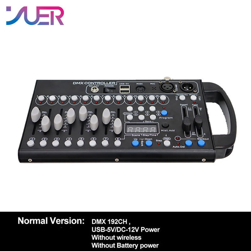 YUER Mini Battery Powerd 192CH DMX512 Controller With Wireless Wifi Fader Command Wing Party Lighting Console Scene Dj Disco