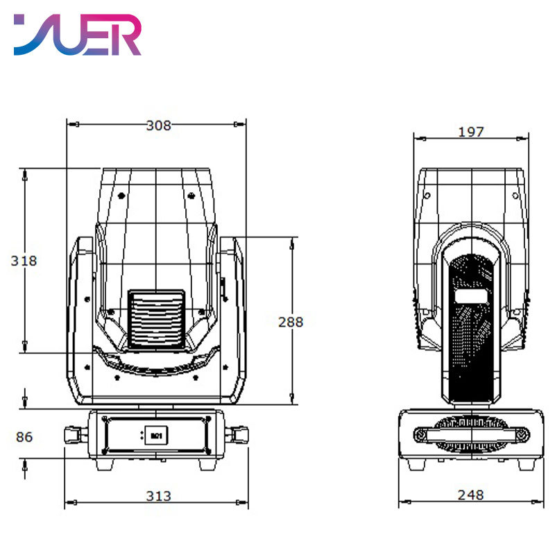 YUER NEW Profession 380W 20R Beam Spot Wash Moving Head Light Double Prism Zoom DMX512 For Disco DJ Music Ball Party Nightclub