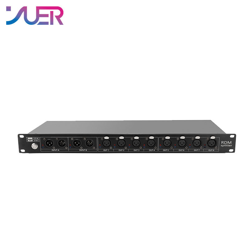 YUER DJ Stage Light RDM Distribution 8 Way DMX Controller Adjustable Address Code Online Equipment Optical Signal Amplifier Splitter
