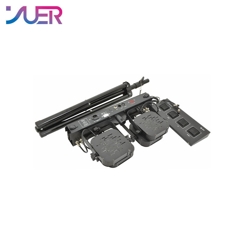 YUER Led Par Kit 4pcs 7x10W 4in1 RGBW Led Slim Flat Par Lights with Light Stand DMX Bar Foot Controller Bag Package Set