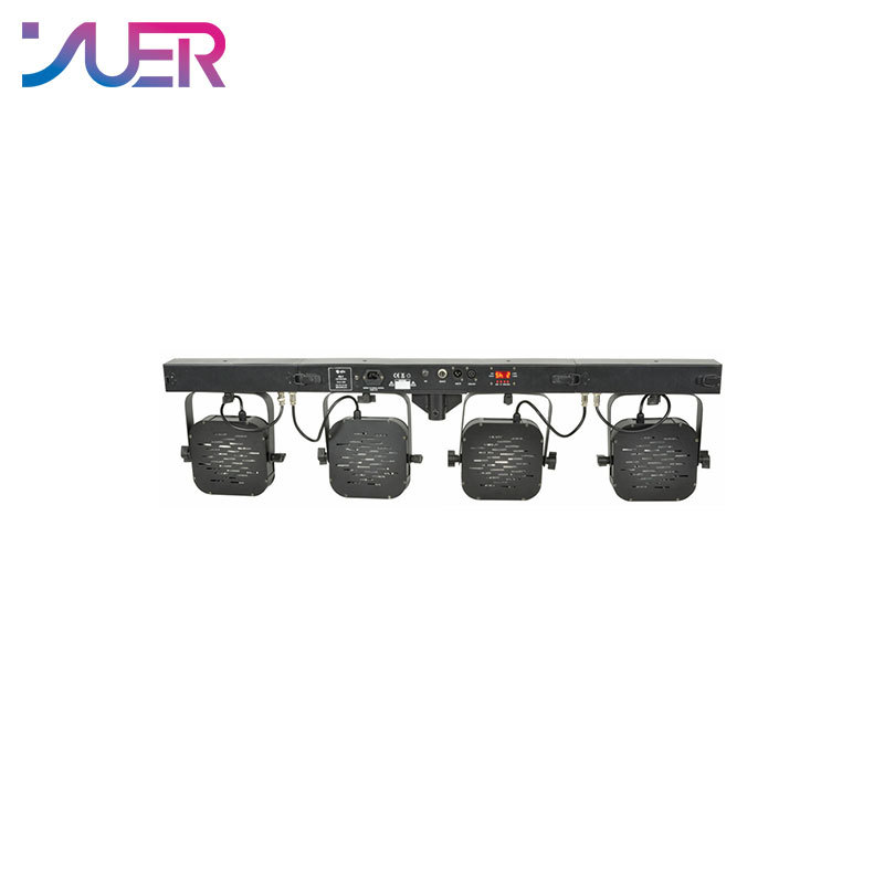 YUER Led Par Kit 4pcs 7x10W 4in1 RGBW Led Slim Flat Par Lights with Light Stand DMX Bar Foot Controller Bag Package Set