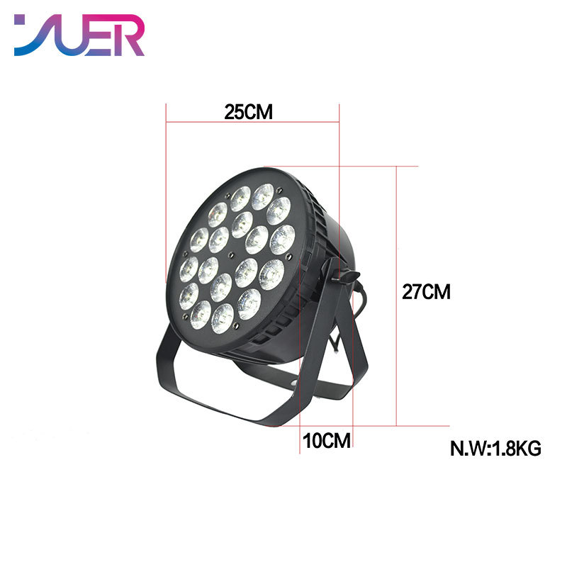 YUER LED Stage Lights RGBW 18x10W 4IN1 Par Lights Wall wash strobe effect light for Events Disco DJ Wedding Stage Party Show