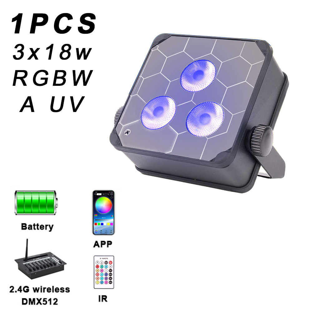 YUER Battery Powered LED Par 3x18W RGBWA UV Wall Wash DMX Wireless Remote App Control Dj Club Home Party Wedding Stage Light Uplights