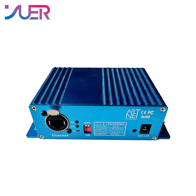 YUER ArtNet-DMX 4 Four way ArtNet DMX Bi-Directional Converter 4 Female 3PIN XLR IN/OUT Signal Converte Ethernet Cable