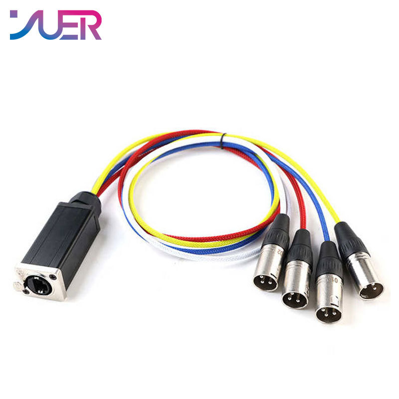 YUER Colorful PET cover aluminum shell 8P8C female to 4x XLR male adapter 70cm cable