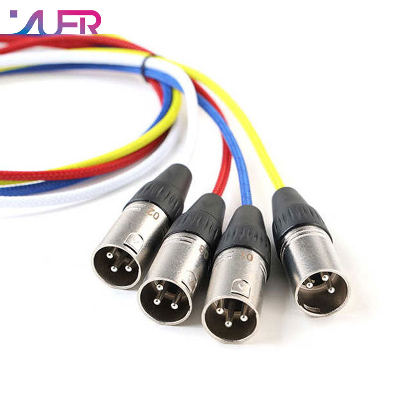 YUER Colorful PET cover aluminum shell 8P8C female to 4x XLR male adapter 70cm cable