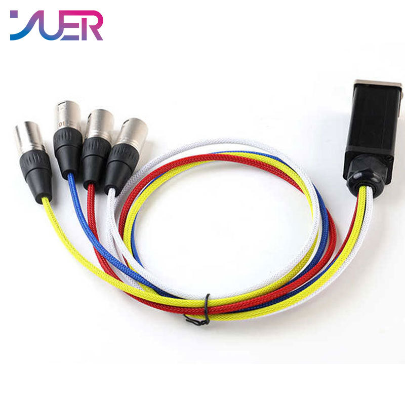 YUER Colorful PET cover aluminum shell 8P8C female to 4x XLR male adapter 70cm cable