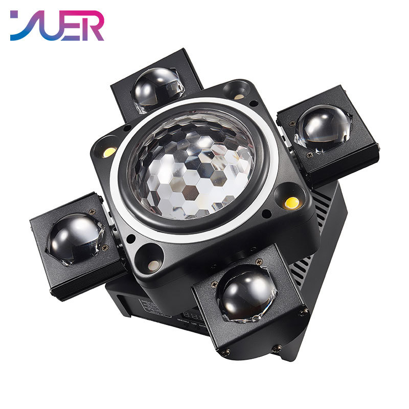YUER Stage Effect Lighting 5x10W RGBW LED RG Laser 2x10W White Strobe RGB Ring Moving Head Party Dj Disco Club Stage Lighting