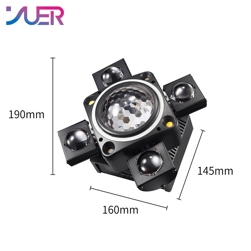 YUER Stage Effect Lighting 5x10W RGBW LED RG Laser 2x10W White Strobe RGB Ring Moving Head Party Dj Disco Club Stage Lighting