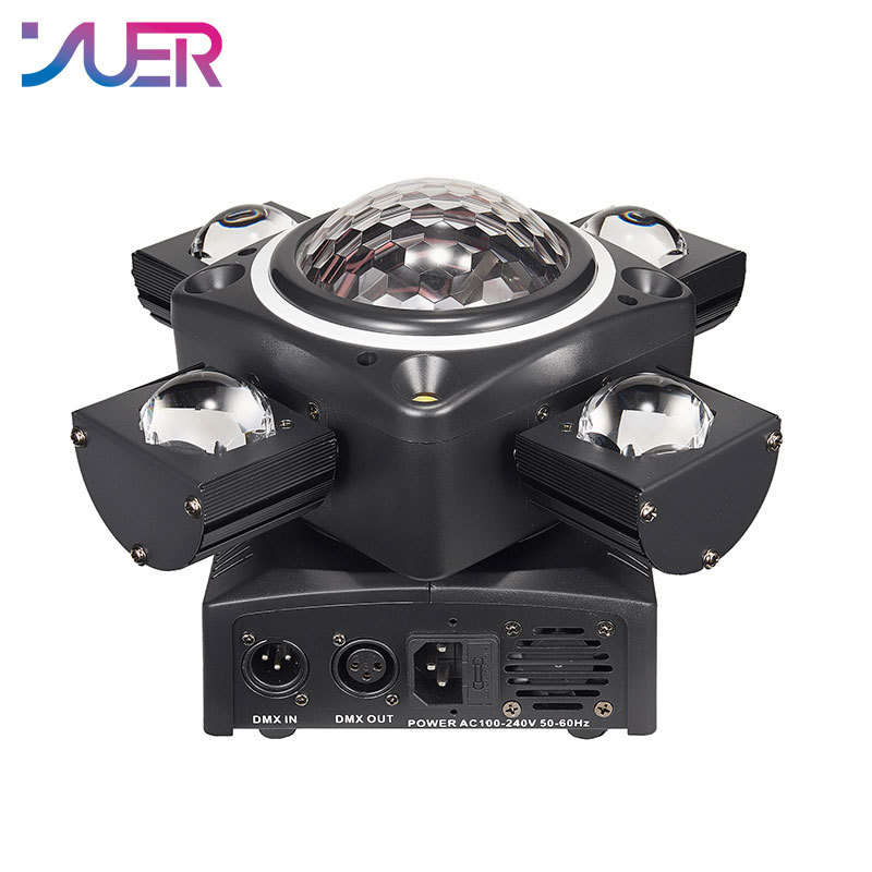 YUER Stage Effect Lighting 5x10W RGBW LED RG Laser 2x10W White Strobe RGB Ring Moving Head Party Dj Disco Club Stage Lighting