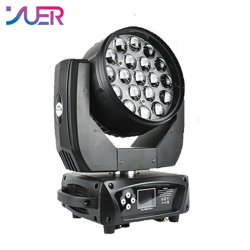 YUER LED 19x15W RGBW 4IN1 Moving Head Zoom Light For Disco Beam Lights DJ Party Stage Lighting Commercial Lights