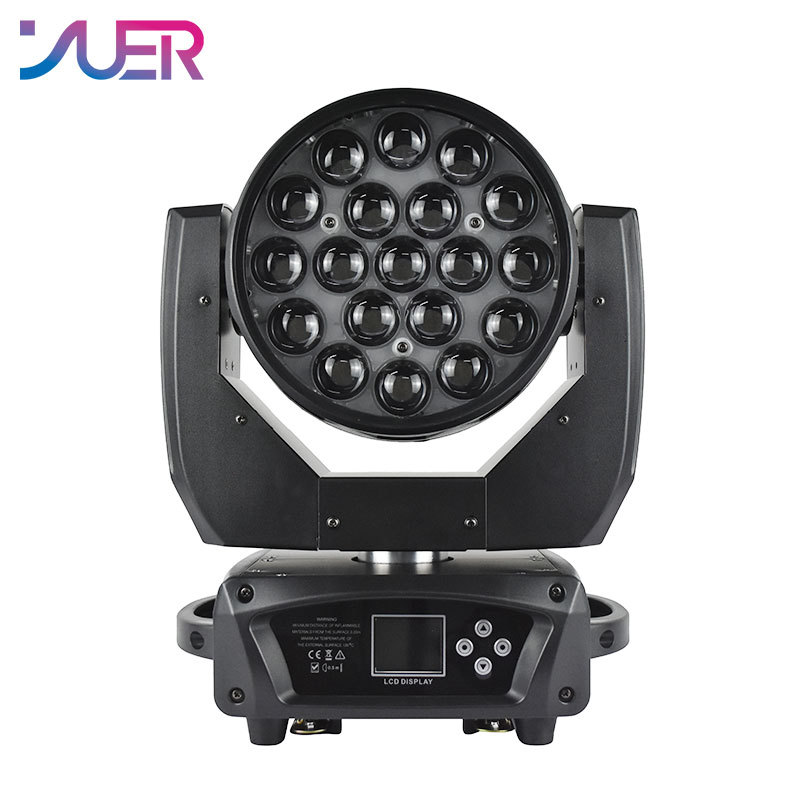 YUER LED 19x15W RGBW 4IN1 Moving Head Zoom Light For Disco Beam Lights DJ Party Stage Lighting Commercial Lights