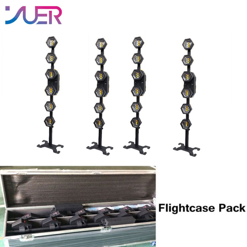 YUER New LED 6x50w High Bright Amber + 72PCS RGB LED DMX Retro Stage Lighting Party Background Light for Concert Wedding Event Show