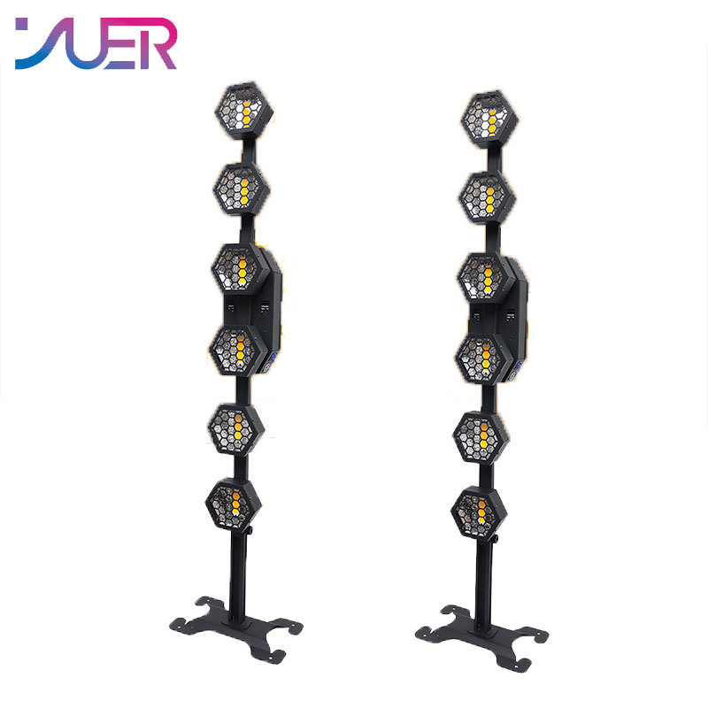 YUER New LED 6x50w High Bright Amber + 72PCS RGB LED DMX Retro Stage Lighting Party Background Light for Concert Wedding Event Show
