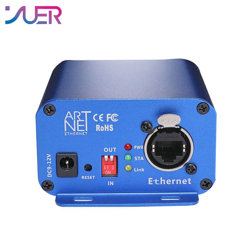 YUER ArtNet-DMX 2 two-way ArtNet DMX bidirectional converter 2 female 3PIN XLR IN/OUT signal conversion Ethernet cable