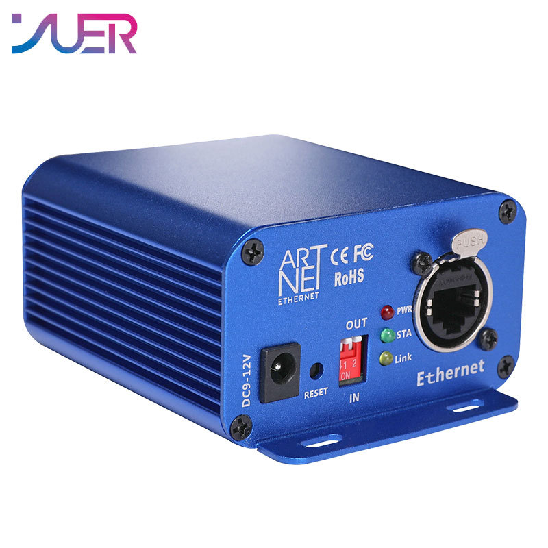 YUER ArtNet-DMX 2 two-way ArtNet DMX bidirectional converter 2 female 3PIN XLR IN/OUT signal conversion Ethernet cable