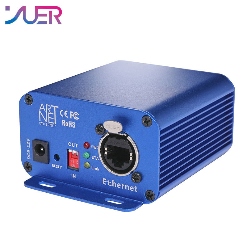 YUER ArtNet-DMX 2 two-way ArtNet DMX bidirectional converter 2 female 3PIN XLR IN/OUT signal conversion Ethernet cable