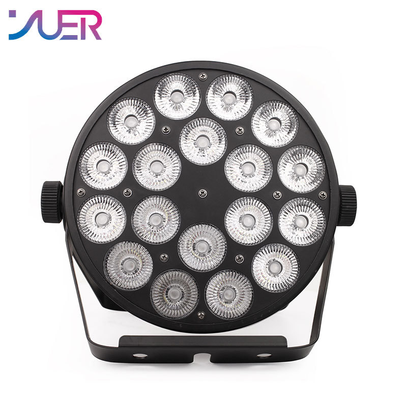 YUER 200W Sound Music Effect Stage Light 18x18W RGBWA+UV 6IN1 LED Flat Par Light  Disco Par Light Wedding Party Holiday Spotlight