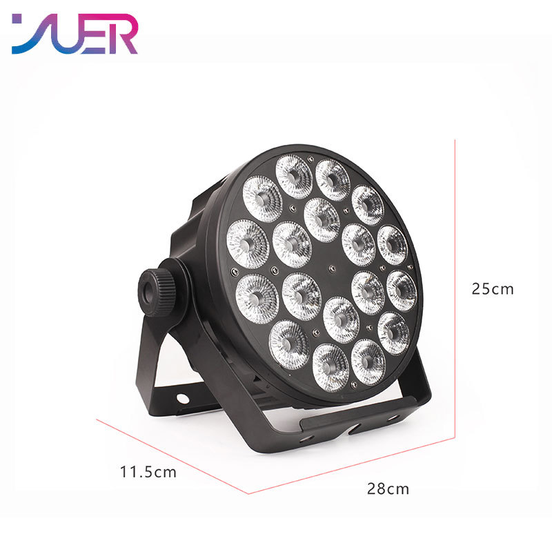 YUER 200W Sound Music Effect Stage Light 18x18W RGBWA+UV 6IN1 LED Flat Par Light  Disco Par Light Wedding Party Holiday Spotlight