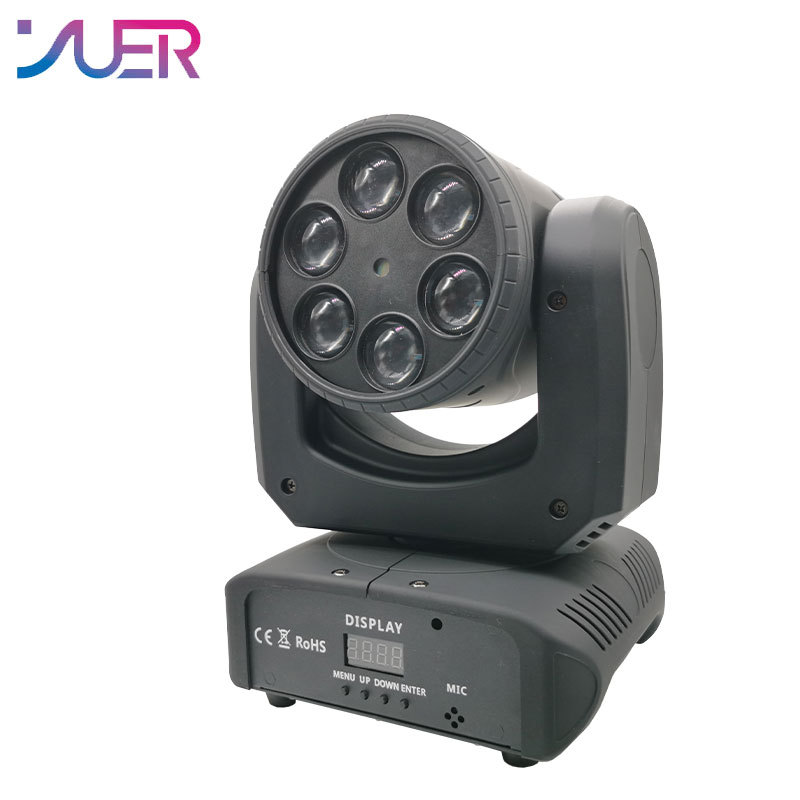 YUER Mini 80W LED 6Pcs RGBW 4IN1 Bee Eyes and Laser Moving Head Light Stage Beam Effect Light DMX512 Sound Party Disco DJ Equipment