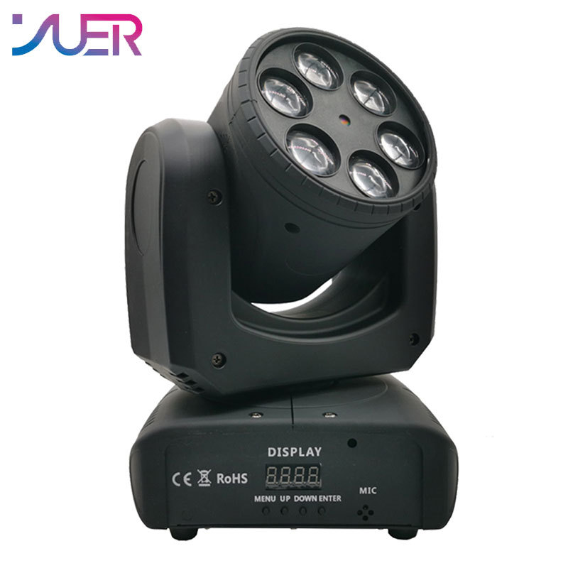YUER Mini 80W LED 6Pcs RGBW 4IN1 Bee Eyes and Laser Moving Head Light Stage Beam Effect Light DMX512 Sound Party Disco DJ Equipment