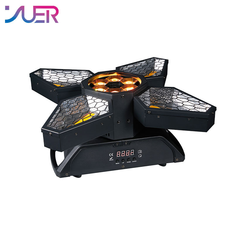 YUER 300W LED Retro Bee Eye Moving Head Light 4 in 1 Background Mixed Colourful Effect DMX Sound Control for DJ Party Disco Show
