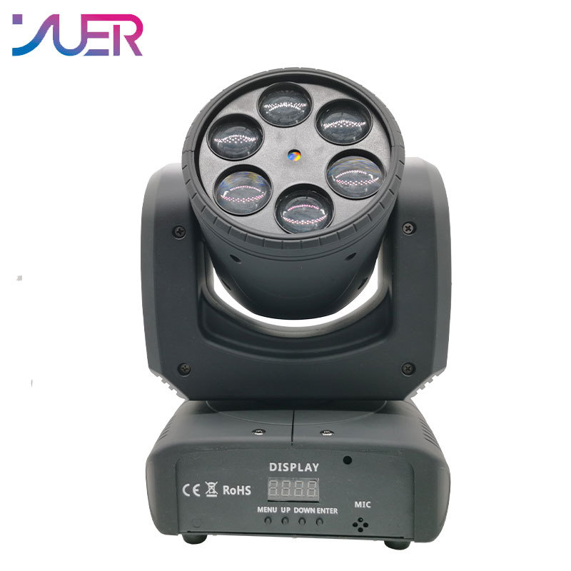 YUER Mini 80W LED 6Pcs RGBW 4IN1 Bee Eyes and Laser Moving Head Light Stage Beam Effect Light DMX512 Sound Party Disco DJ Equipment