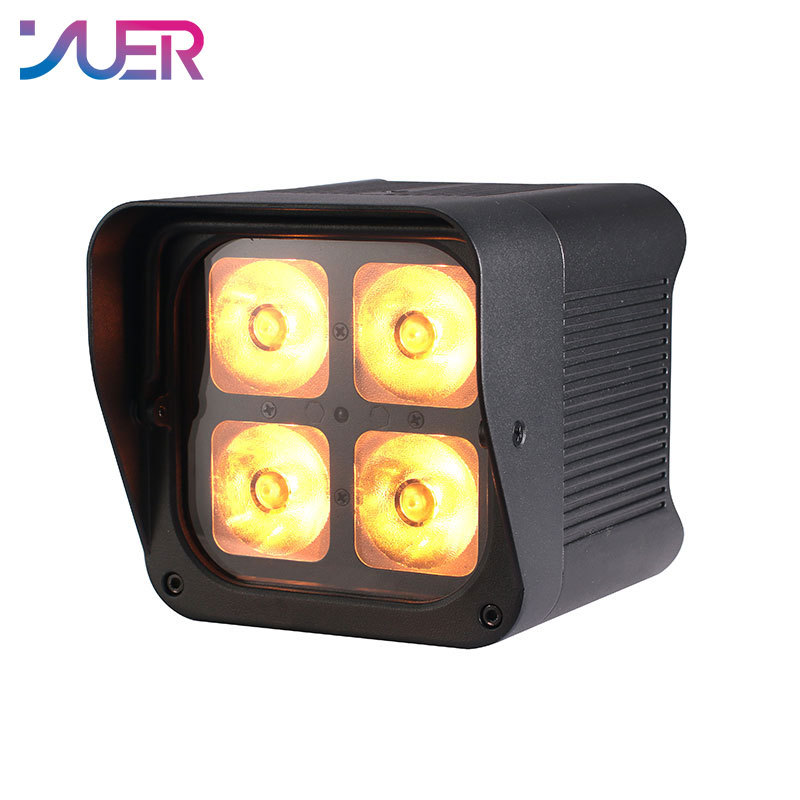 YUER Battery Wireless Waterproof Par Light 4X20W RGBWA-UV 6IN1 LED Par Light DMX512 Automatic Voice Control for DJ Disco Stage Indoor Bar