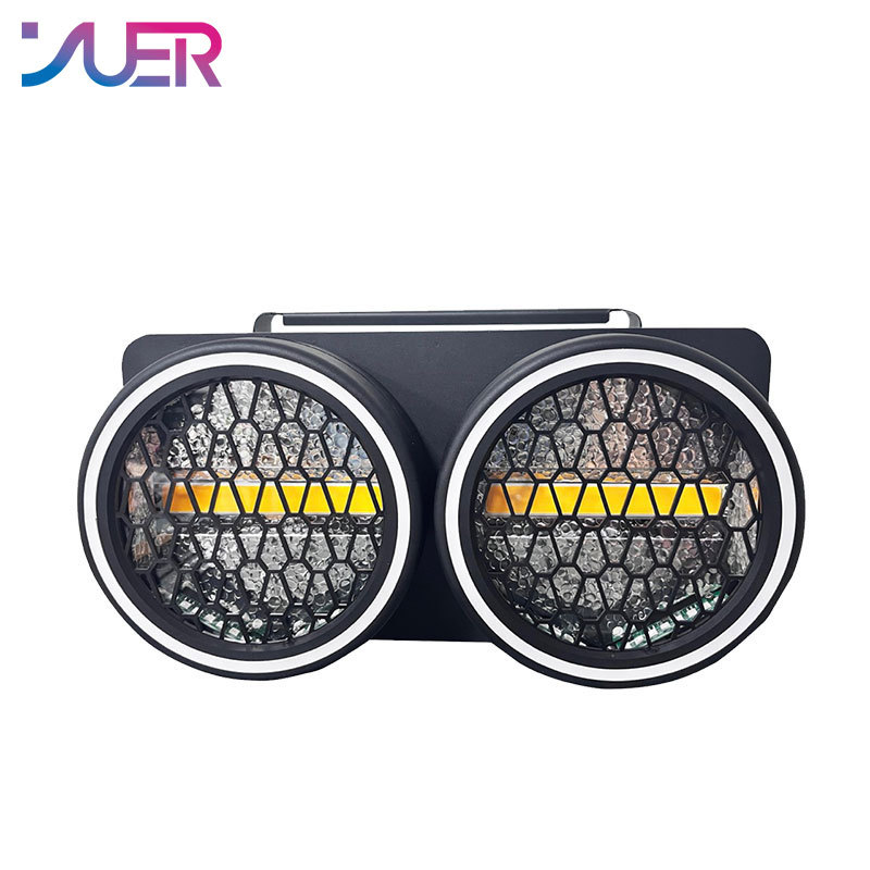 YUER 2x50W Gold + 128Pcs RGB 2 Eyes Retro Audience Lights With Aperture Matrix Light For DJ Party Stage Effect Lighting